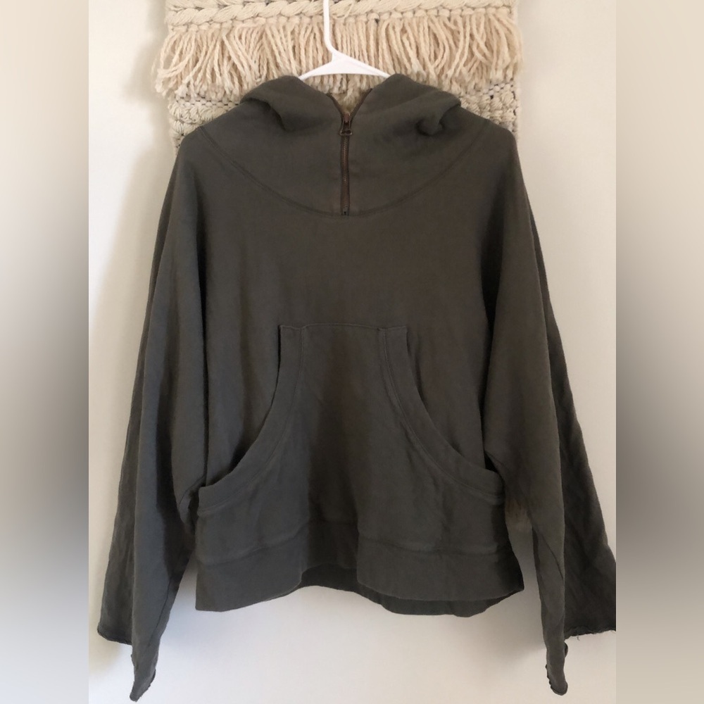T by Alexander Wang Hoodie Sweatshirt Frayed Wide Sleeves Perforated Oversized